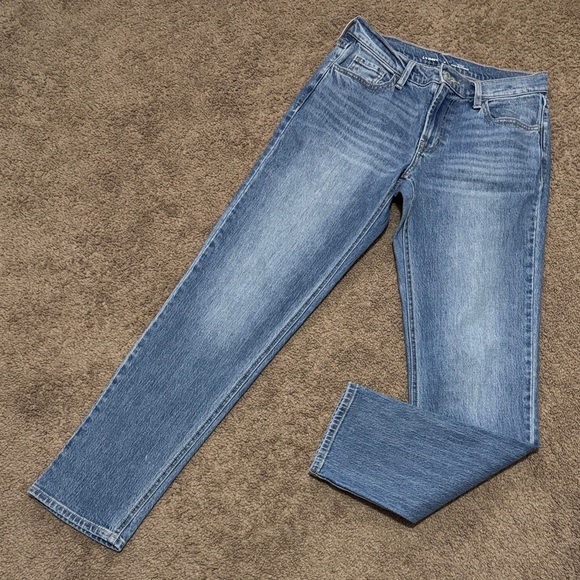 Old Navy Denim - Old Navy-Mid Rise Wow Boyfriend-Sz 0 Ankle-Med Wash-Cotton Blend-EUC